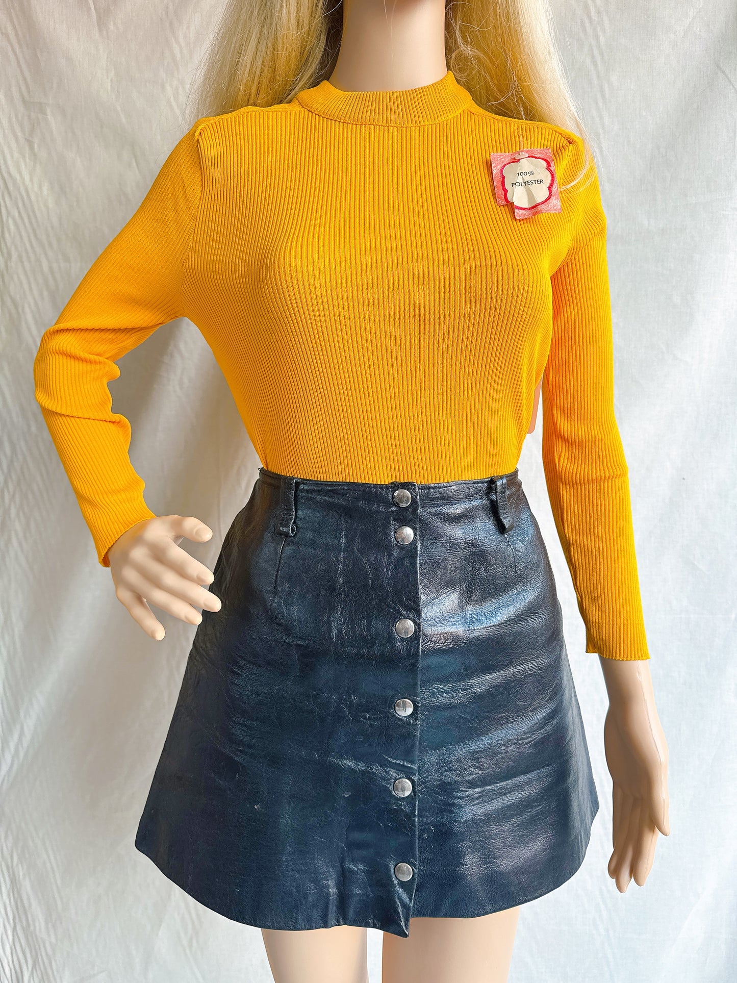 1970s Deadstock Mustard Rib Knit Top
