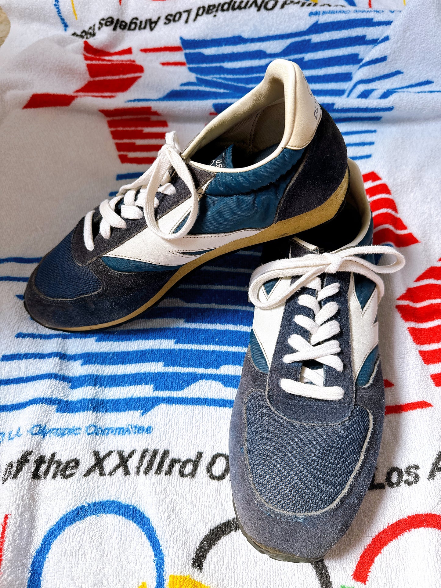 1980s USA Olympics JC Penney Blue and White Suede Jogging Shoes