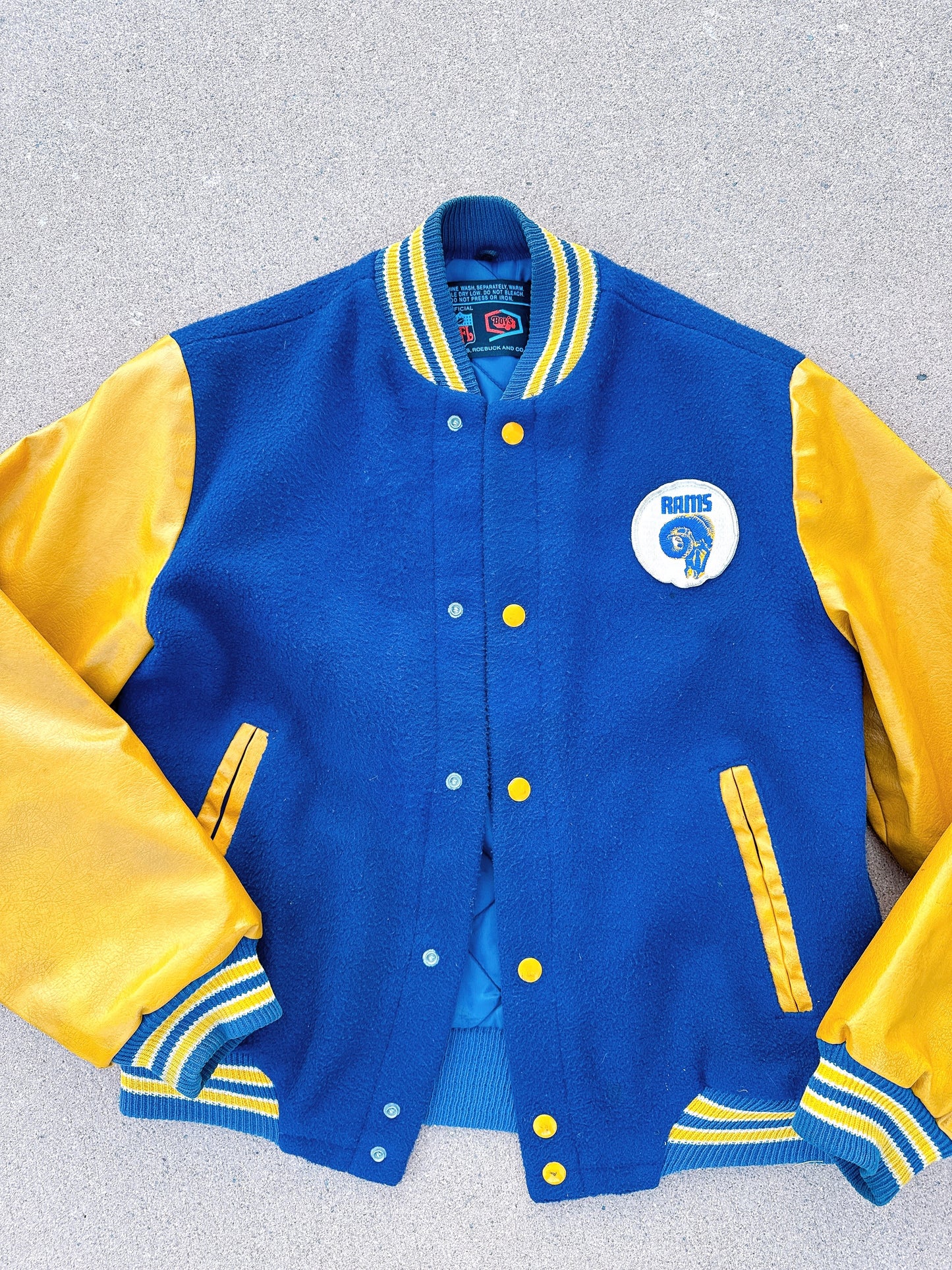 1970s Rams NFL Sears Navy & Yellow Varsity Jacket