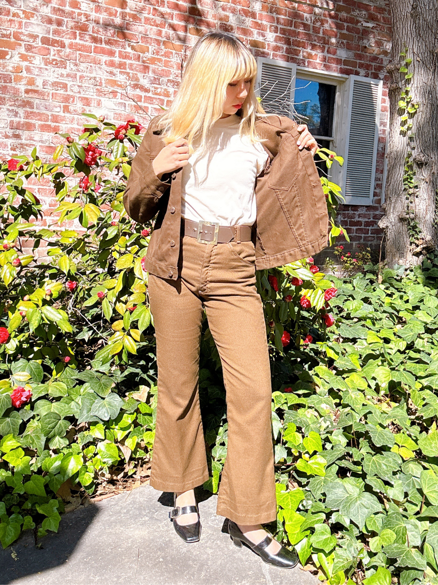 1970s Chocolate Brown Denim Jacket with Dagger Collar