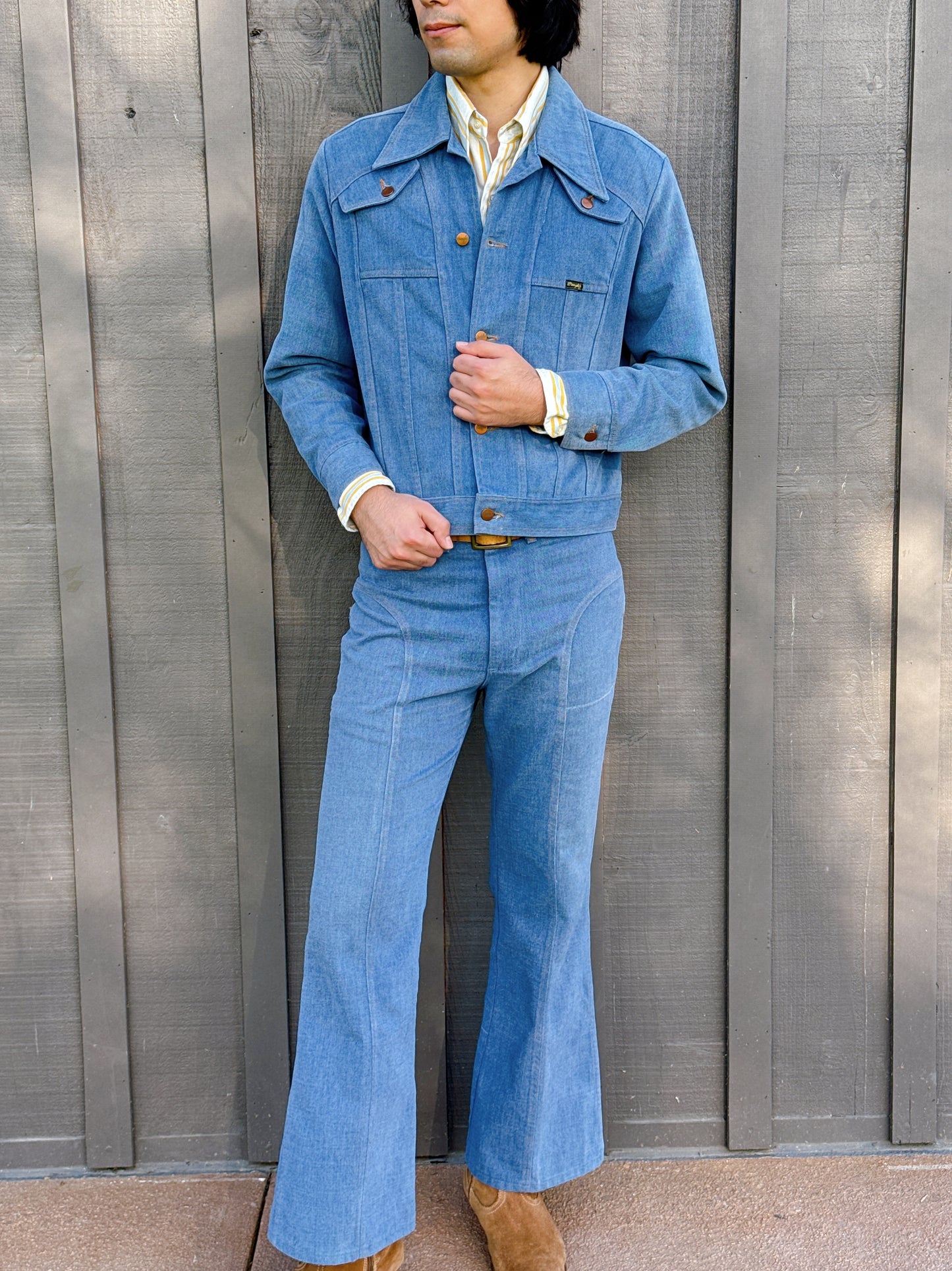 1970s Wrangler Denim Jacket + Flared Jeans Two-Piece Set