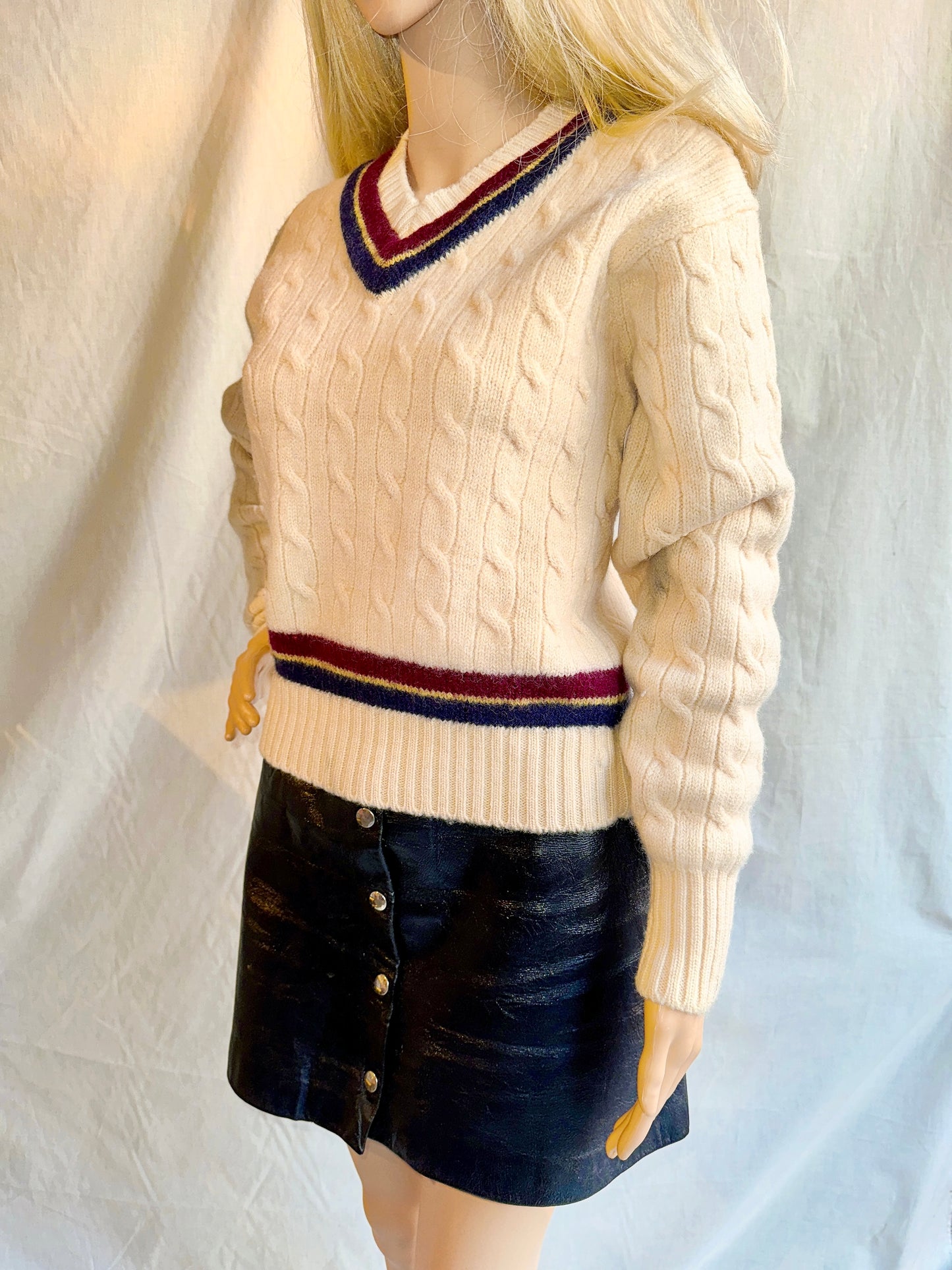 1980s Cable Knit V-Neck Sweater by Nordstrom