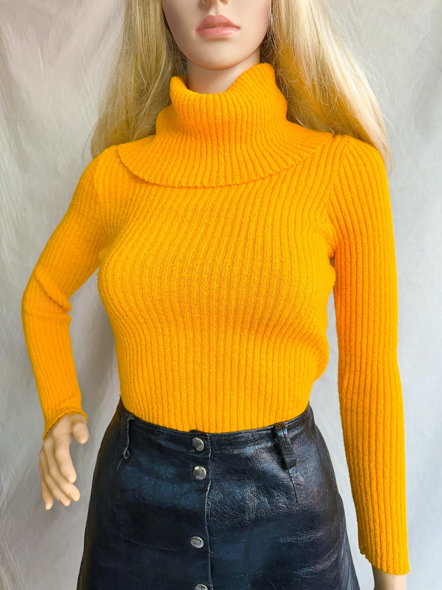 1970s Mustard Yellow Rib Knit Turtleneck