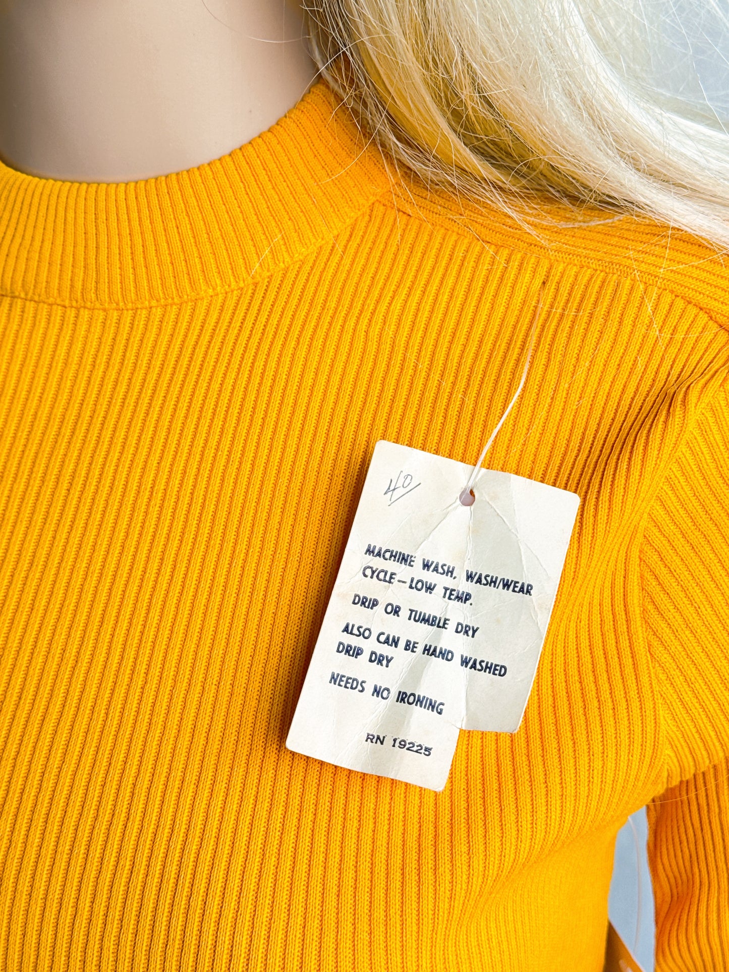1970s Deadstock Mustard Rib Knit Top