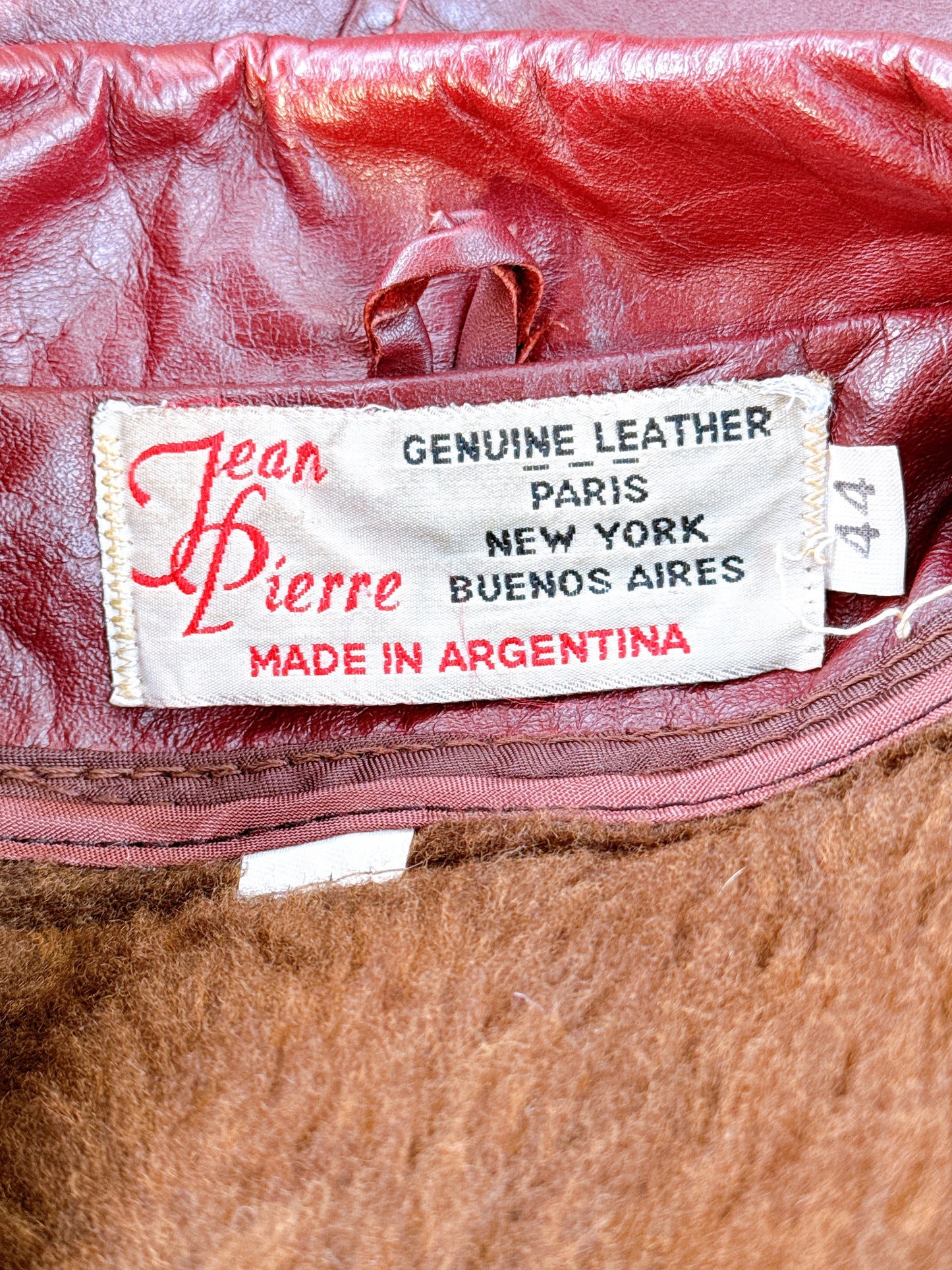 1970s Burgundy Leather Jacket with Removable Fur Lining by Jean Pierre
