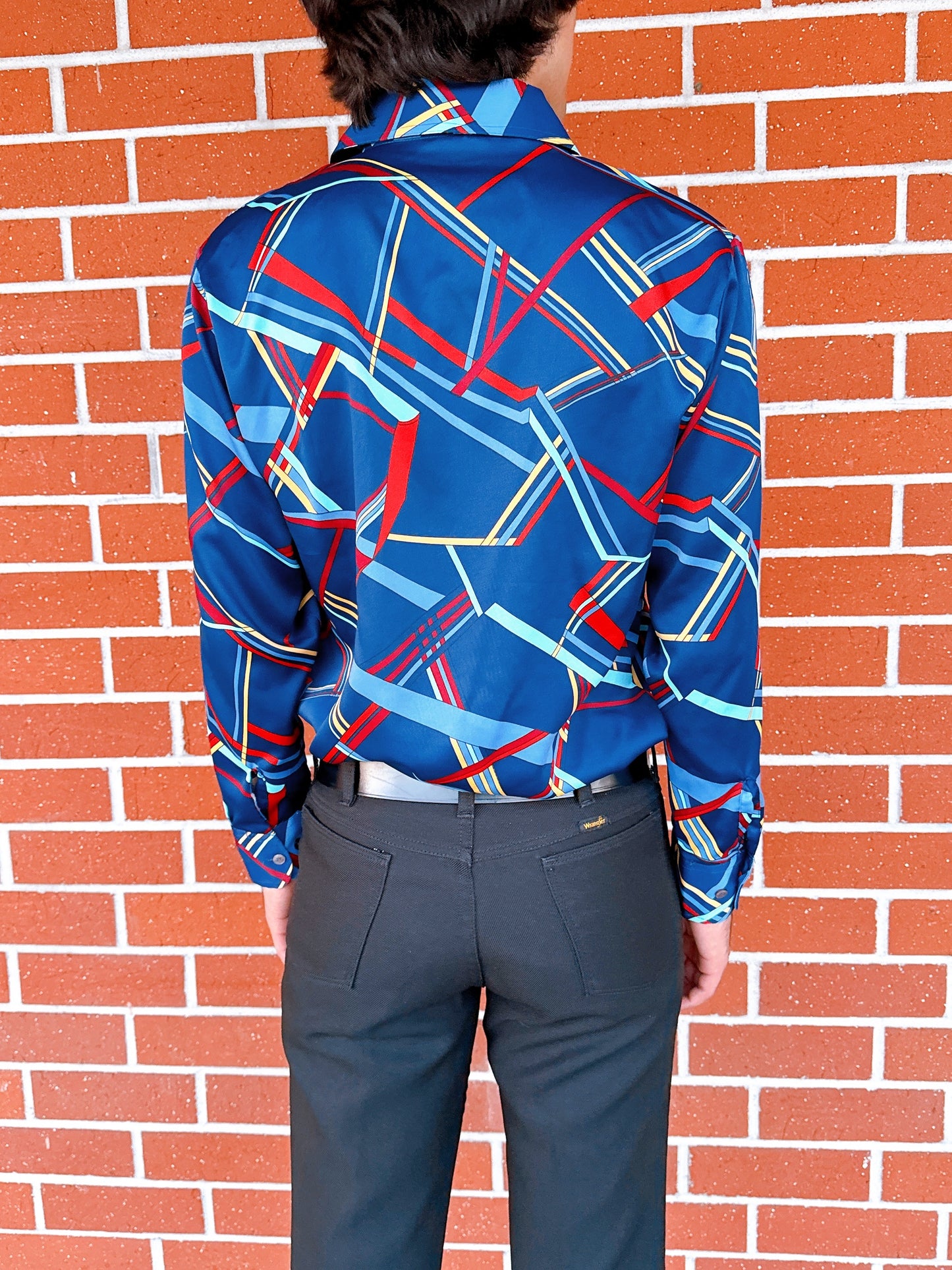 1970s Multicolored Geometric Print Disco Shirt