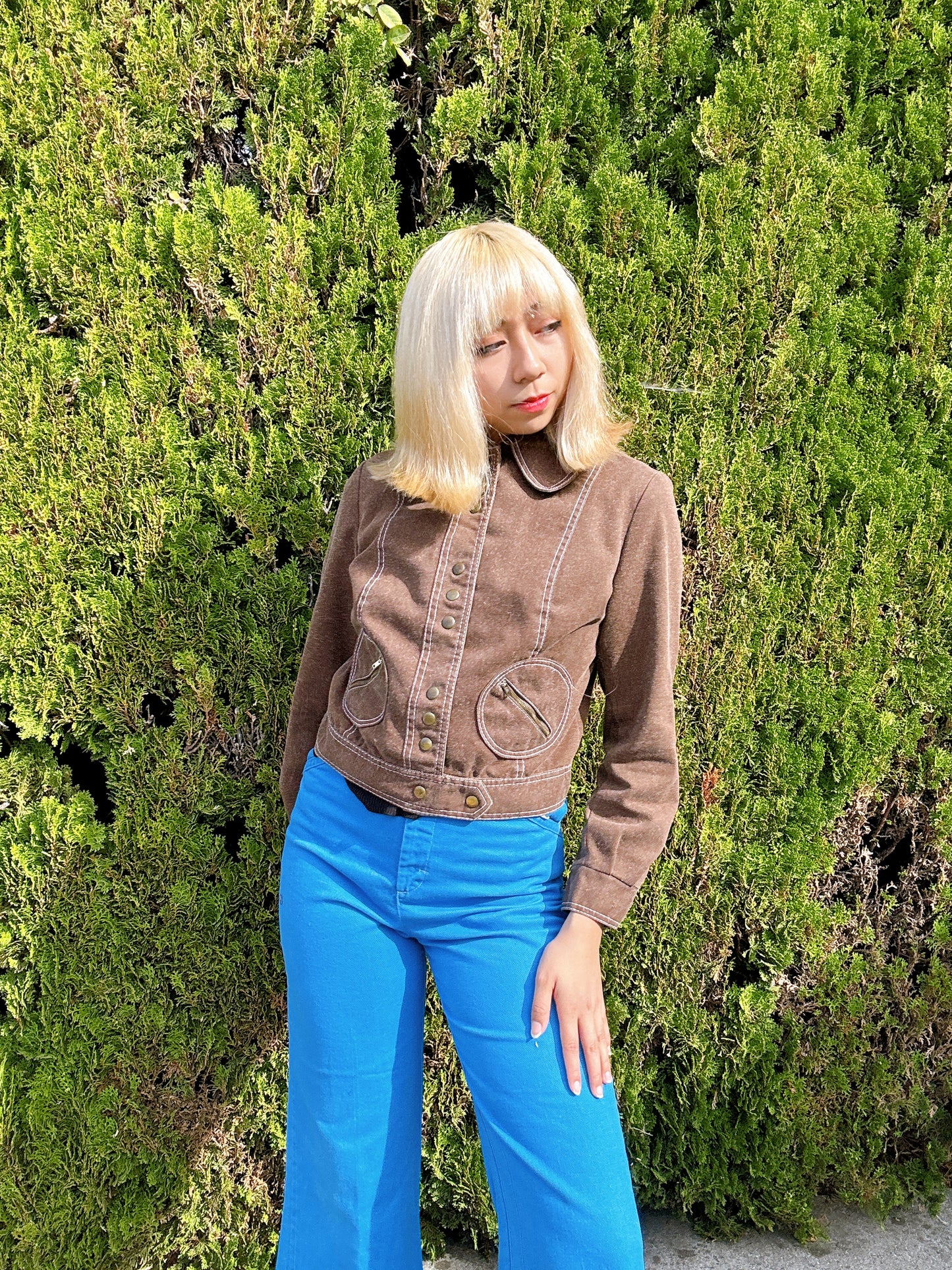 1970s Brown Brushed Denim Jacket