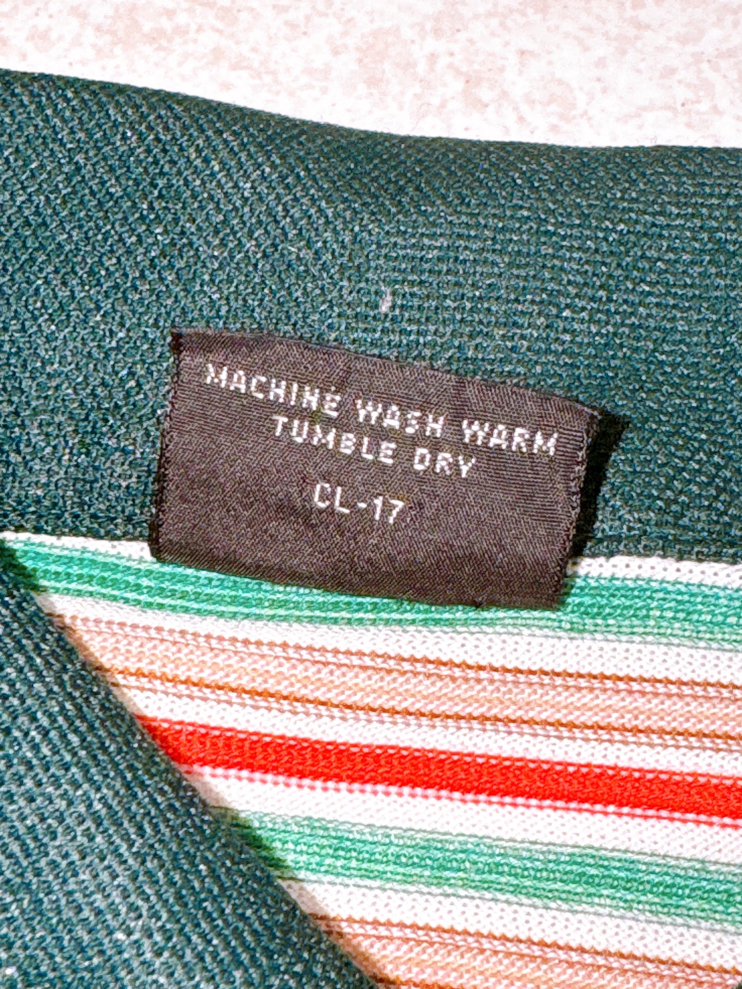 1970s Green, Yellow, Red Striped Knit Polo Top
