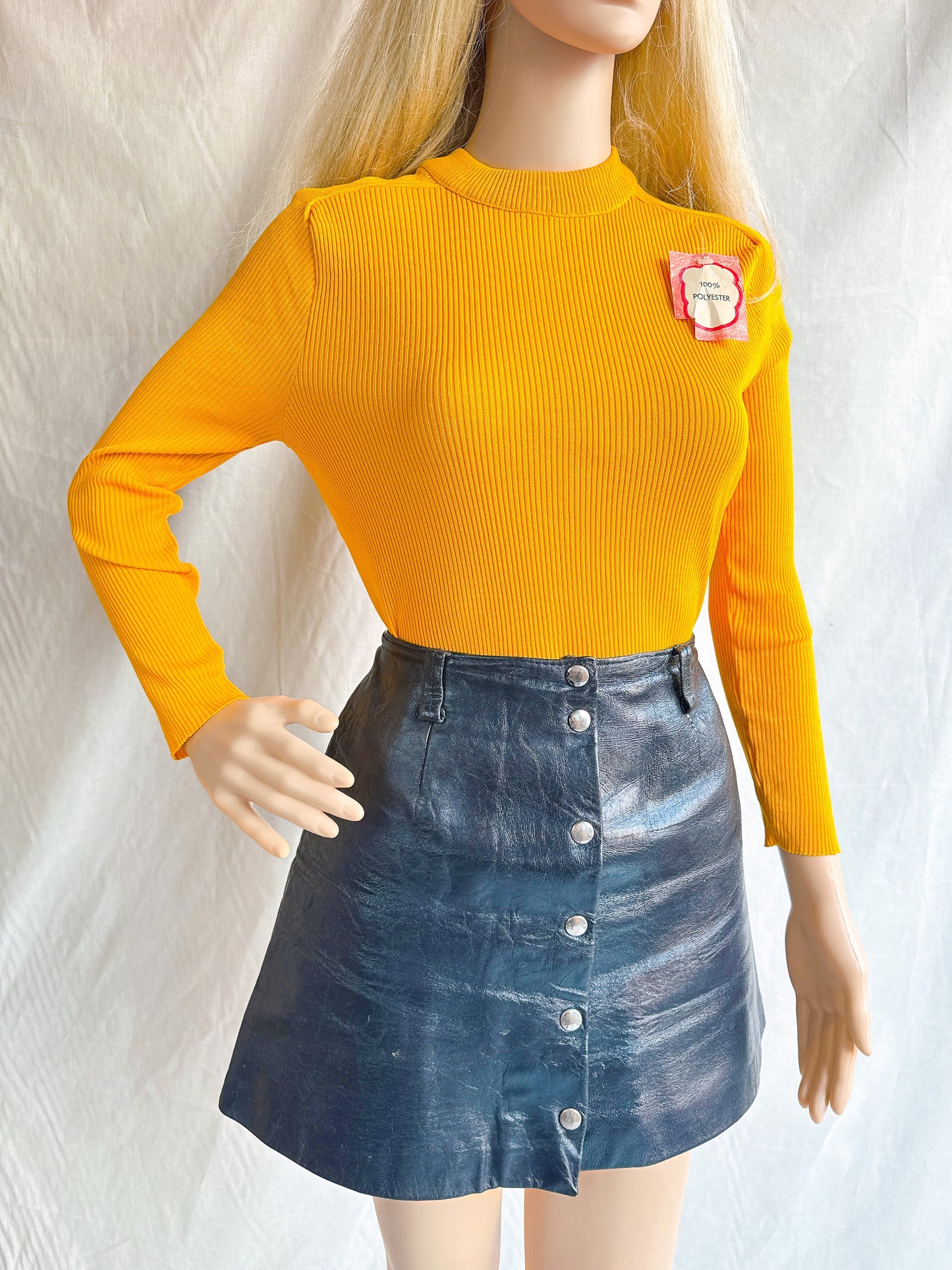1970s Deadstock Mustard Rib Knit Top
