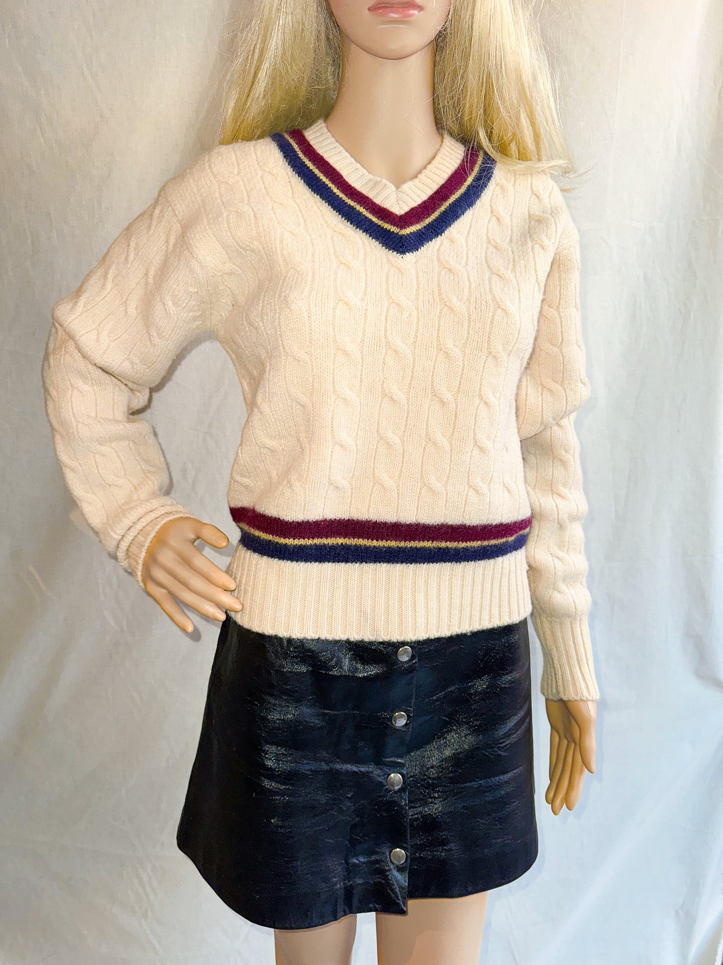 1980s Cable Knit V-Neck Sweater by Nordstrom