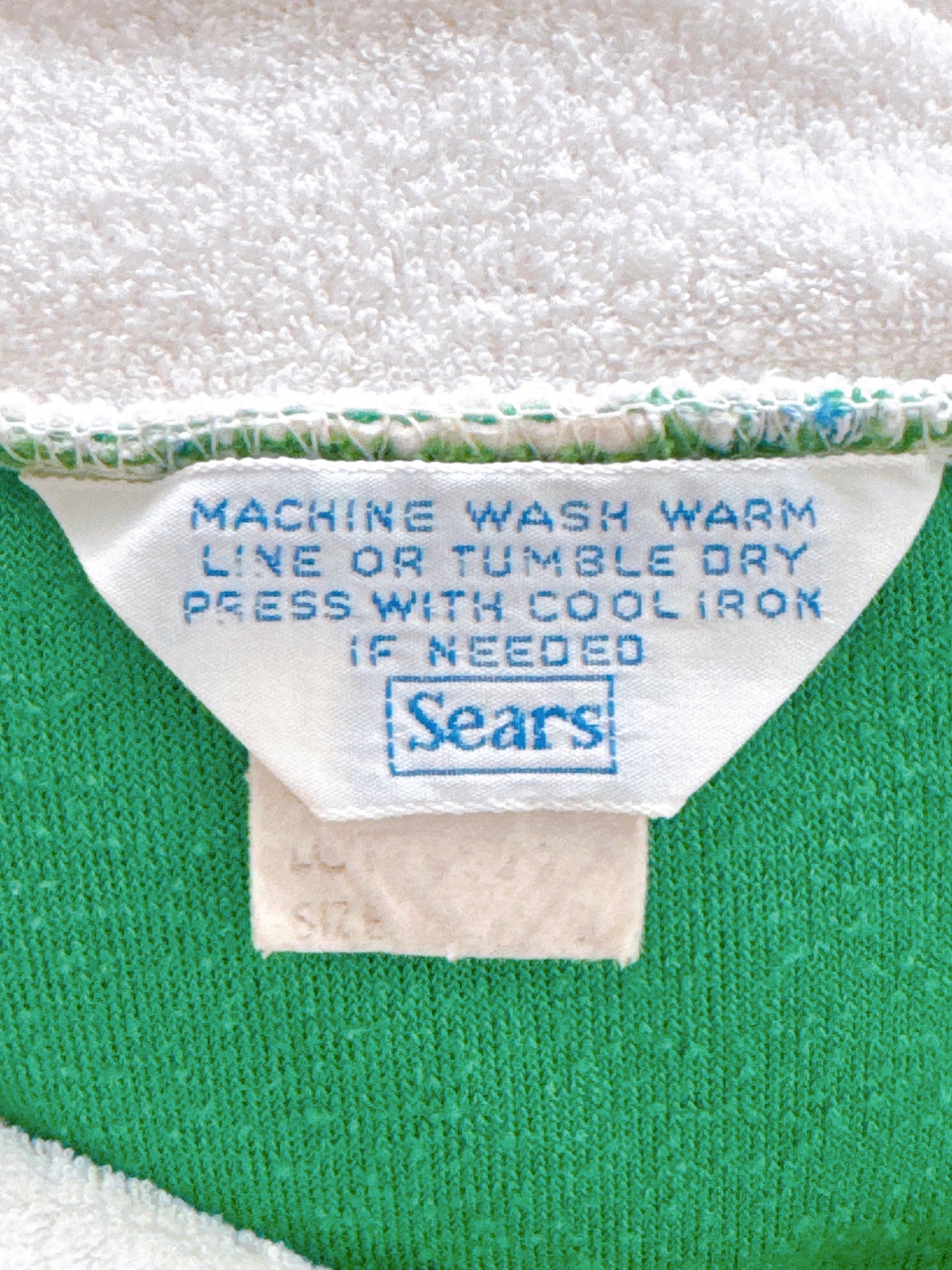 1970s Green & White Terry Cloth Polo Shirt