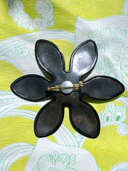 1960s Black Flower Power Vinyl Pin