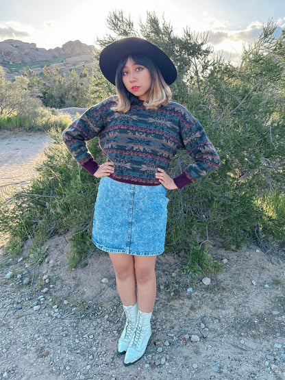 1990s Southwestern Wool Knitted Pullover Sweater