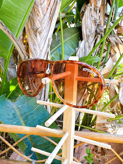 1980s Sports Tortoise Shell Aviator Sunglasses