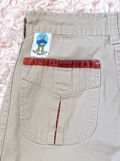 1970s Khaki Pleated Pocket Pants by Our Bottoms 26x32