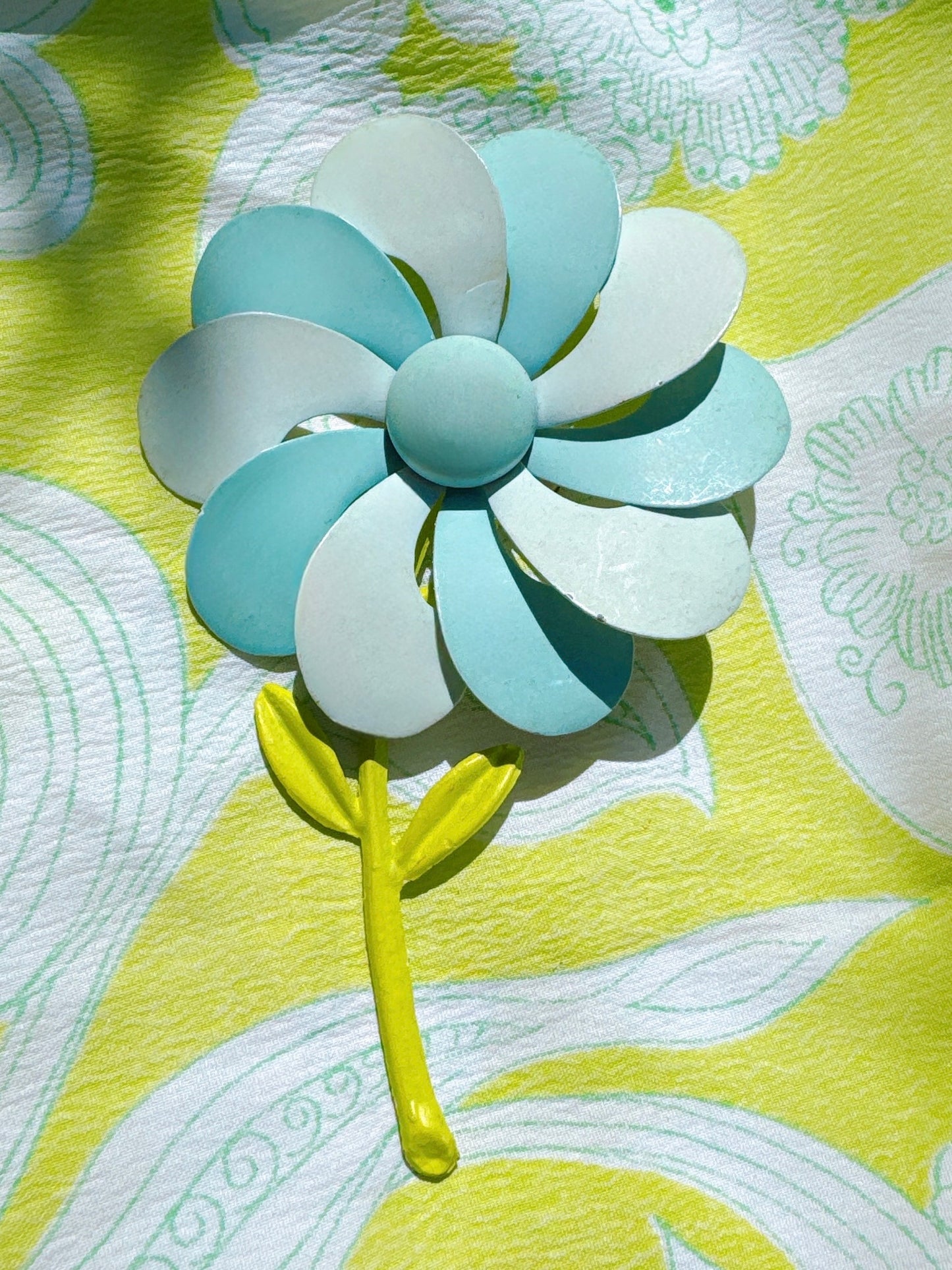 1960s Baby Blue Flower Power Enamel Pin