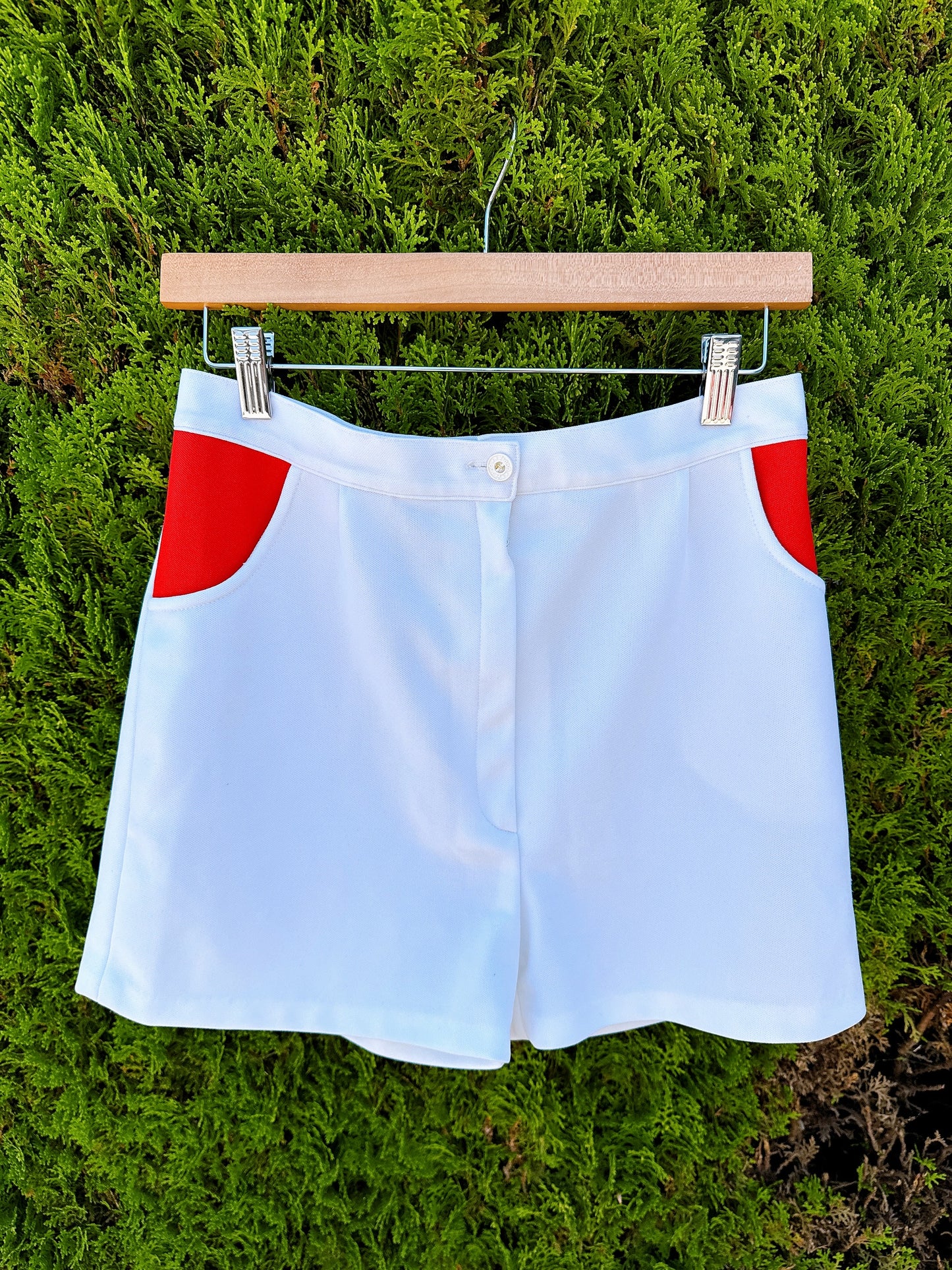 1970s White & Red Tennis Shorts