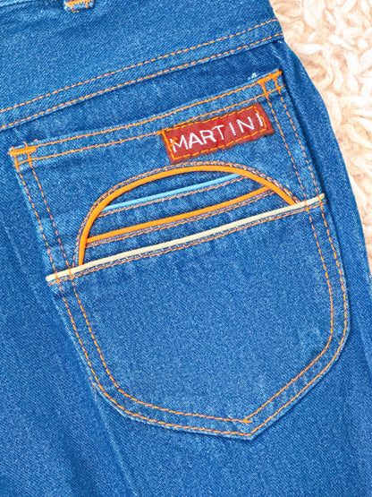 1970s / 1980s Multicolor Piping Pocket Deadstock Denim Cotton Jeans