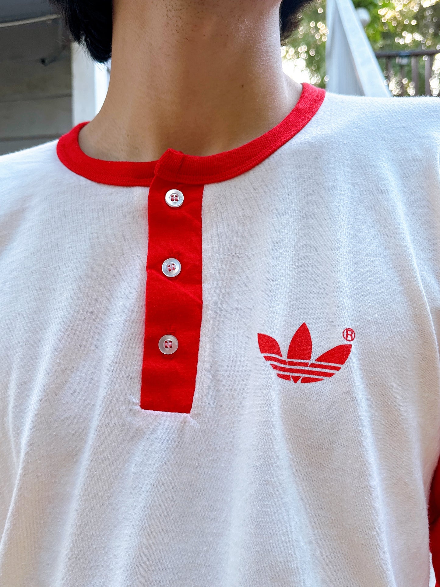 1980s Red & White Adidas Baseball Tee