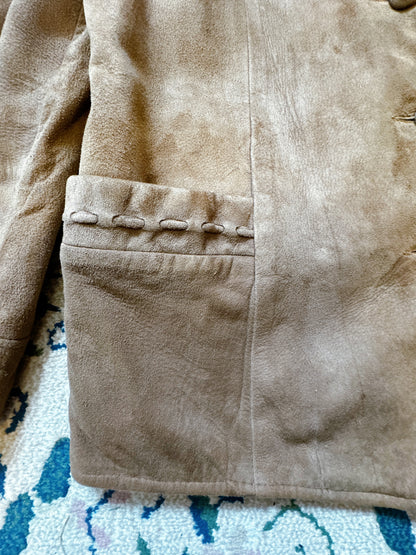 1970s Tan Nubuck Suede Removable Fur Lined Jacket