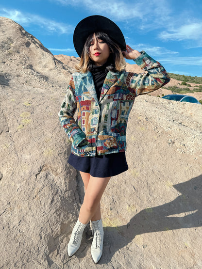 1990s Sea Side City Novelty Tapestry Jacket