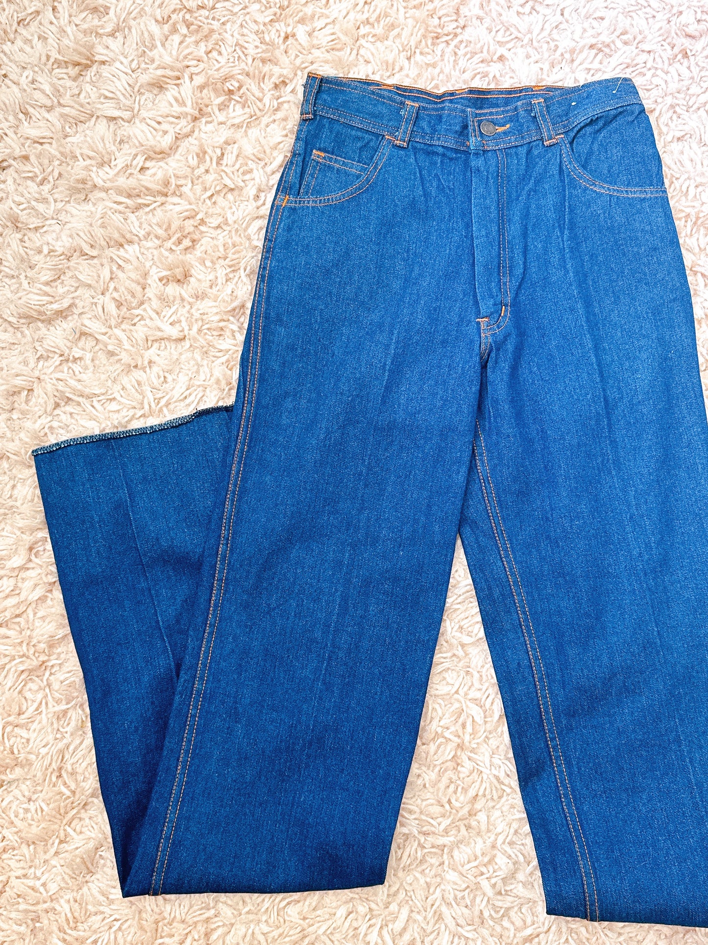 1970s / 1980s Multicolor Piping Pocket Deadstock Denim Cotton Jeans