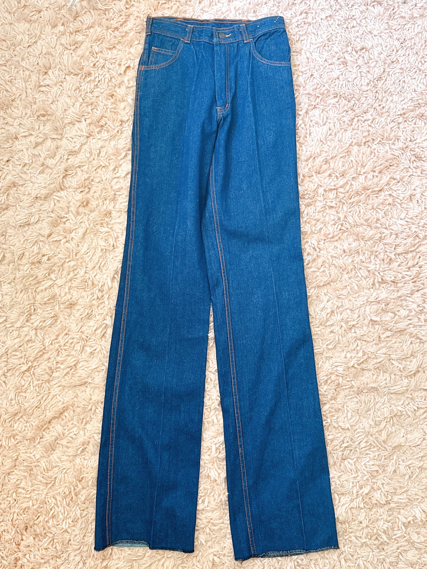 1970s / 1980s Multicolor Piping Pocket Deadstock Denim Cotton Jeans