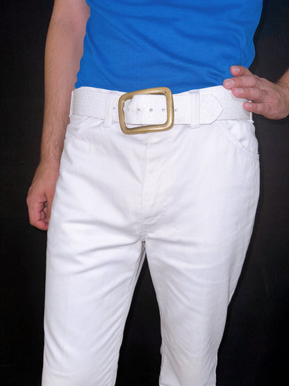 1970s White Levis Flare Leg Sta-Prest Pants 36x30