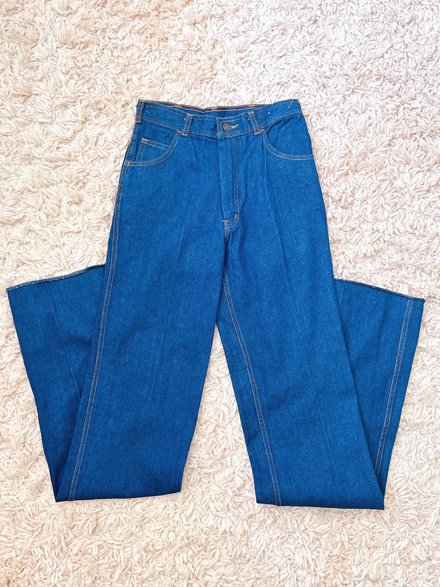 1970s / 1980s Multicolor Piping Pocket Deadstock Denim Cotton Jeans