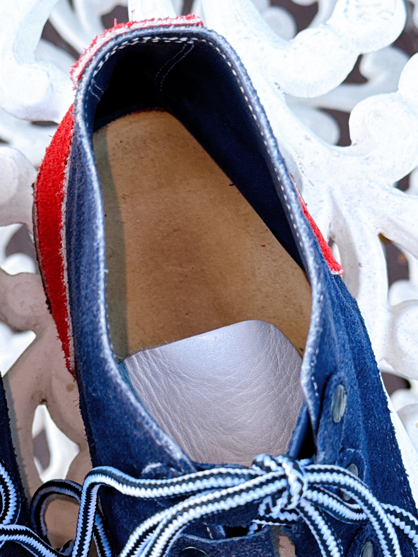 1960s Red, White, & Blue Leather and Suede Lace Up Boots Men’s Size 9