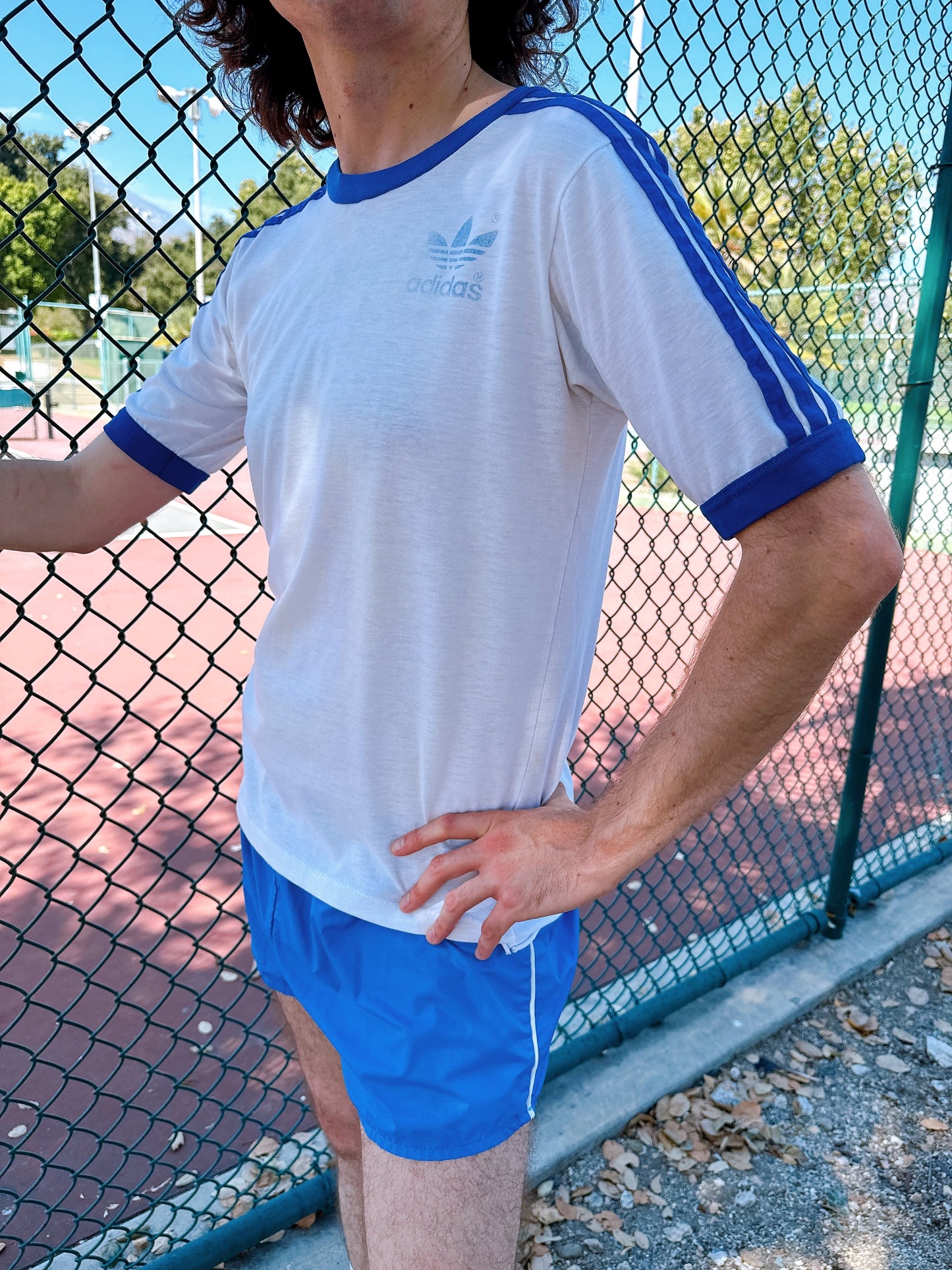 1980s Blue & White Adidas T-Shirt