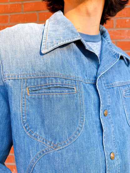 1970s Blue Denim Dagger Collar Jacket by Lee