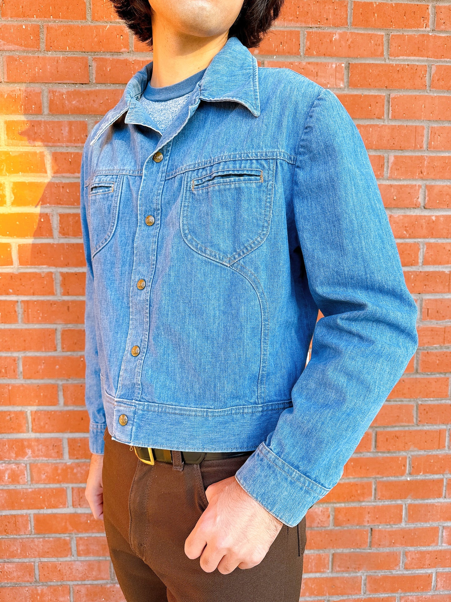 1970s Blue Denim Dagger Collar Jacket by Lee