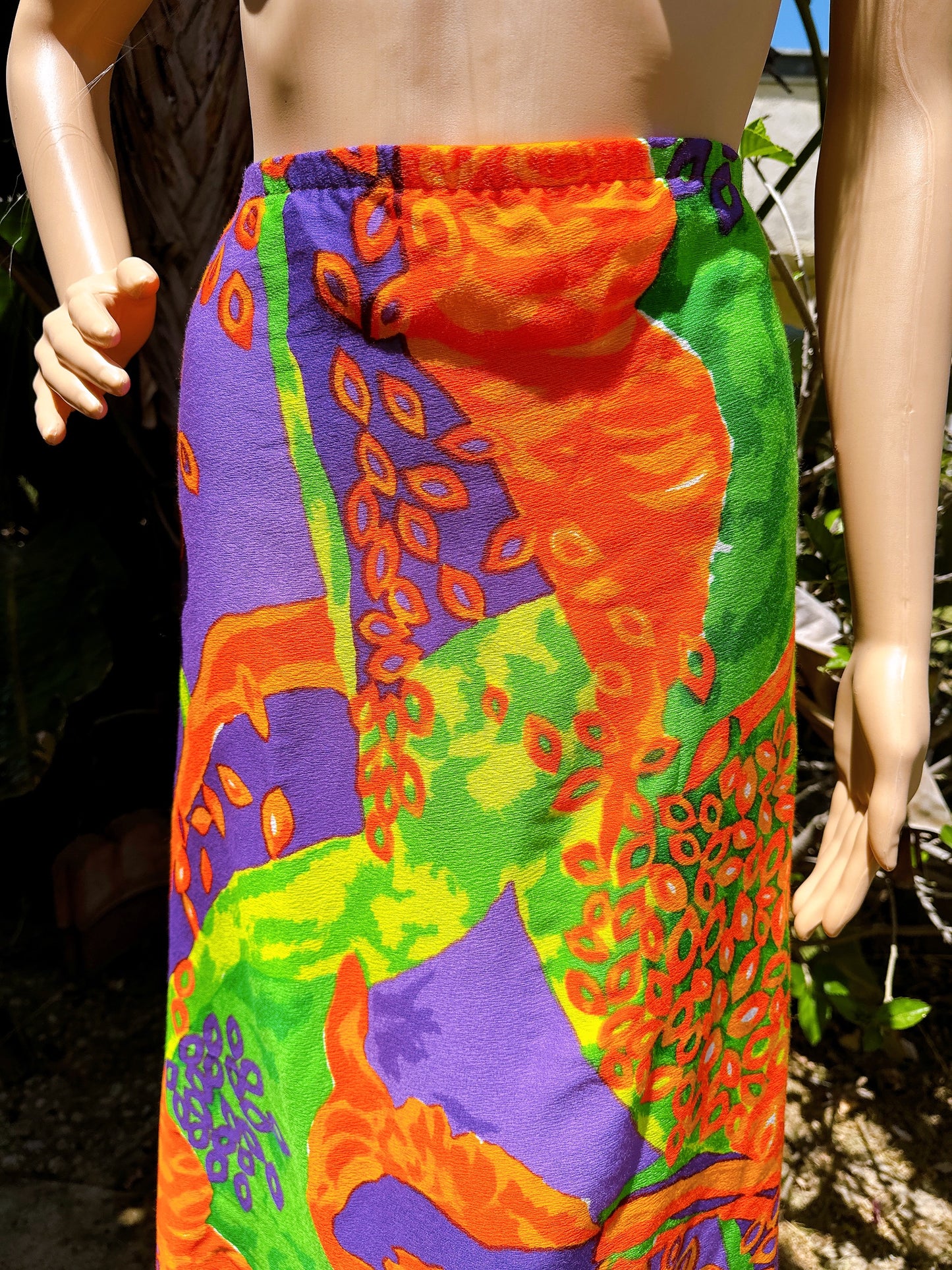 1960s Psychedelic Wrap Coverup Dress / Skirt