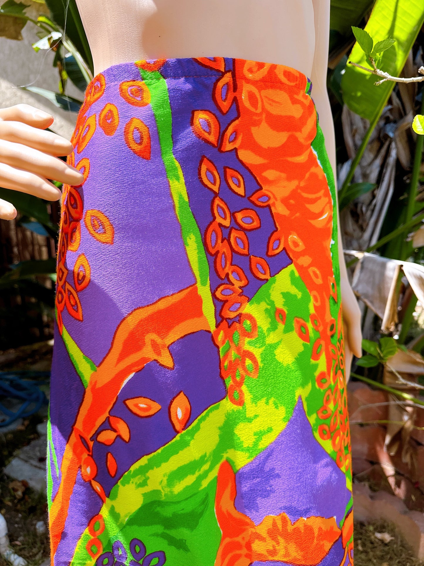 1960s Psychedelic Wrap Coverup Dress / Skirt