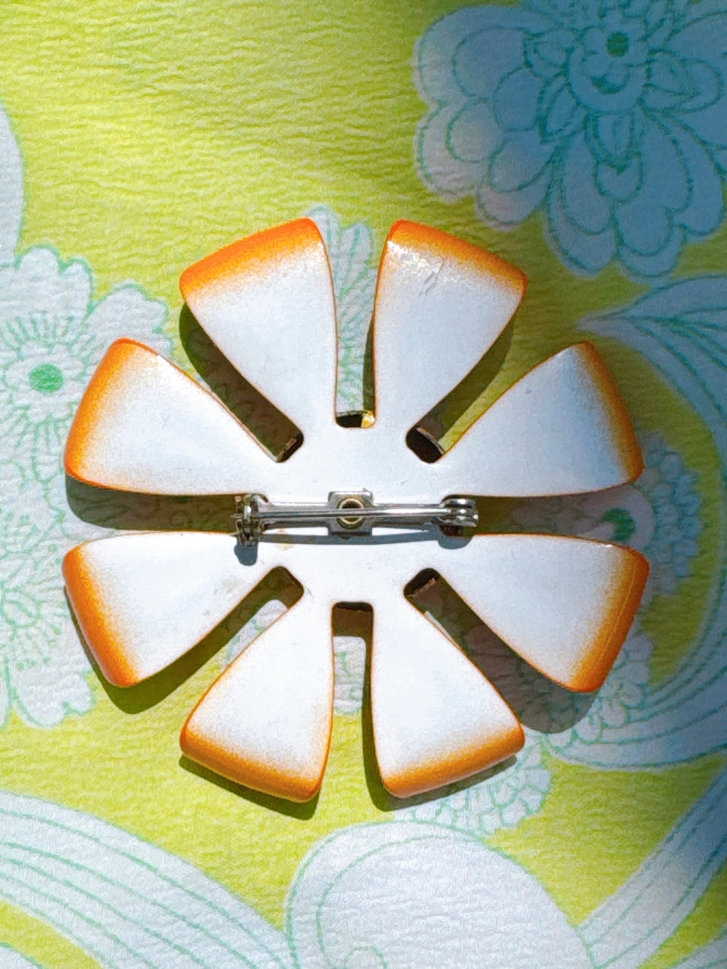 1960s Orange & Yellow Flower Power Enamel Pin