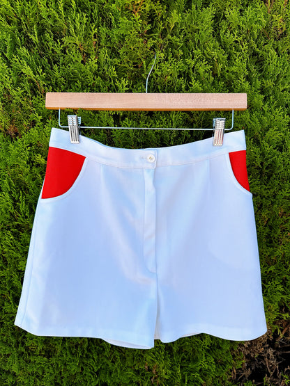 1970s White & Red Tennis Shorts