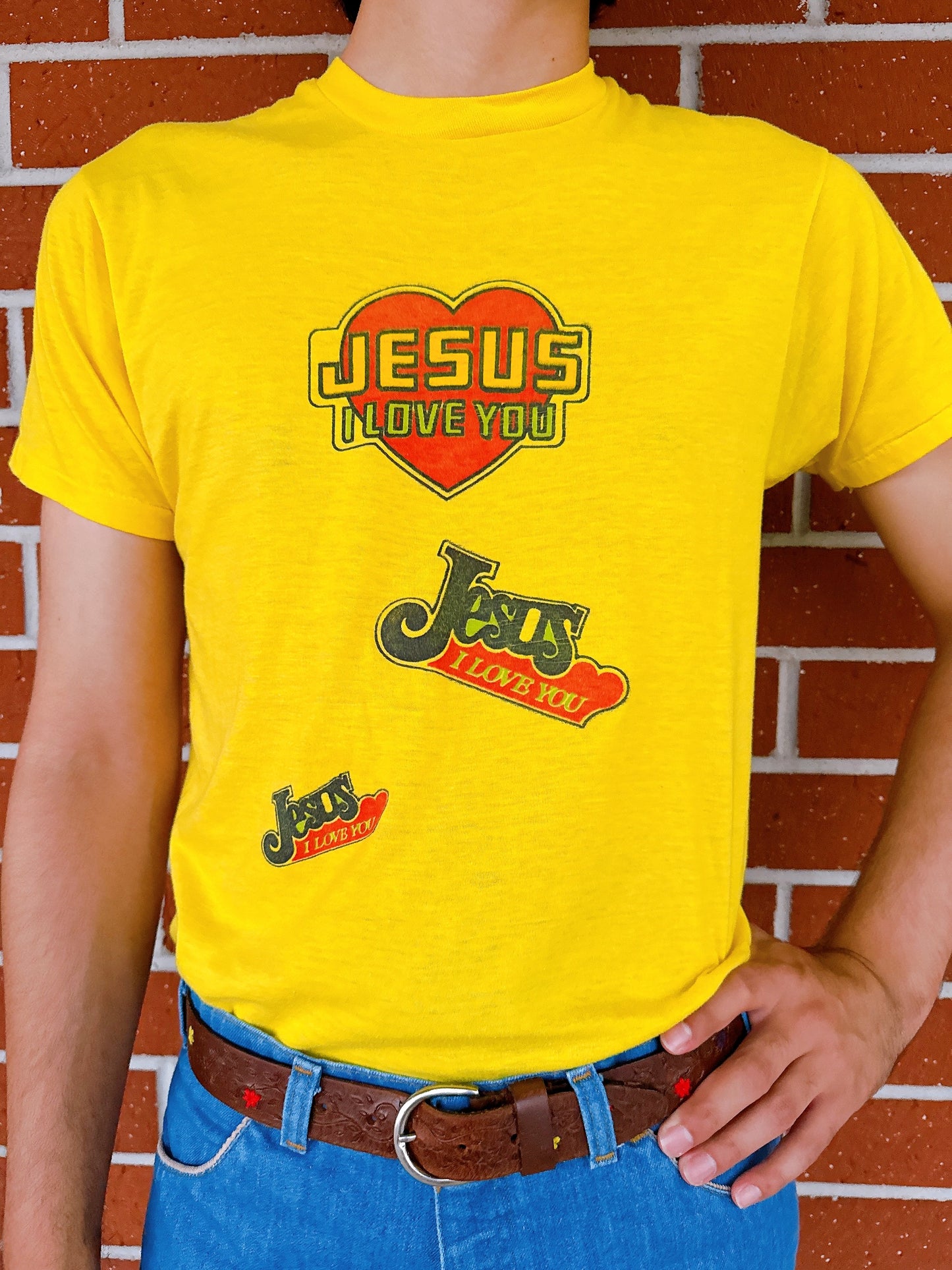 1970s Novelty “Jesus I Love You” Yellow T-Shirt