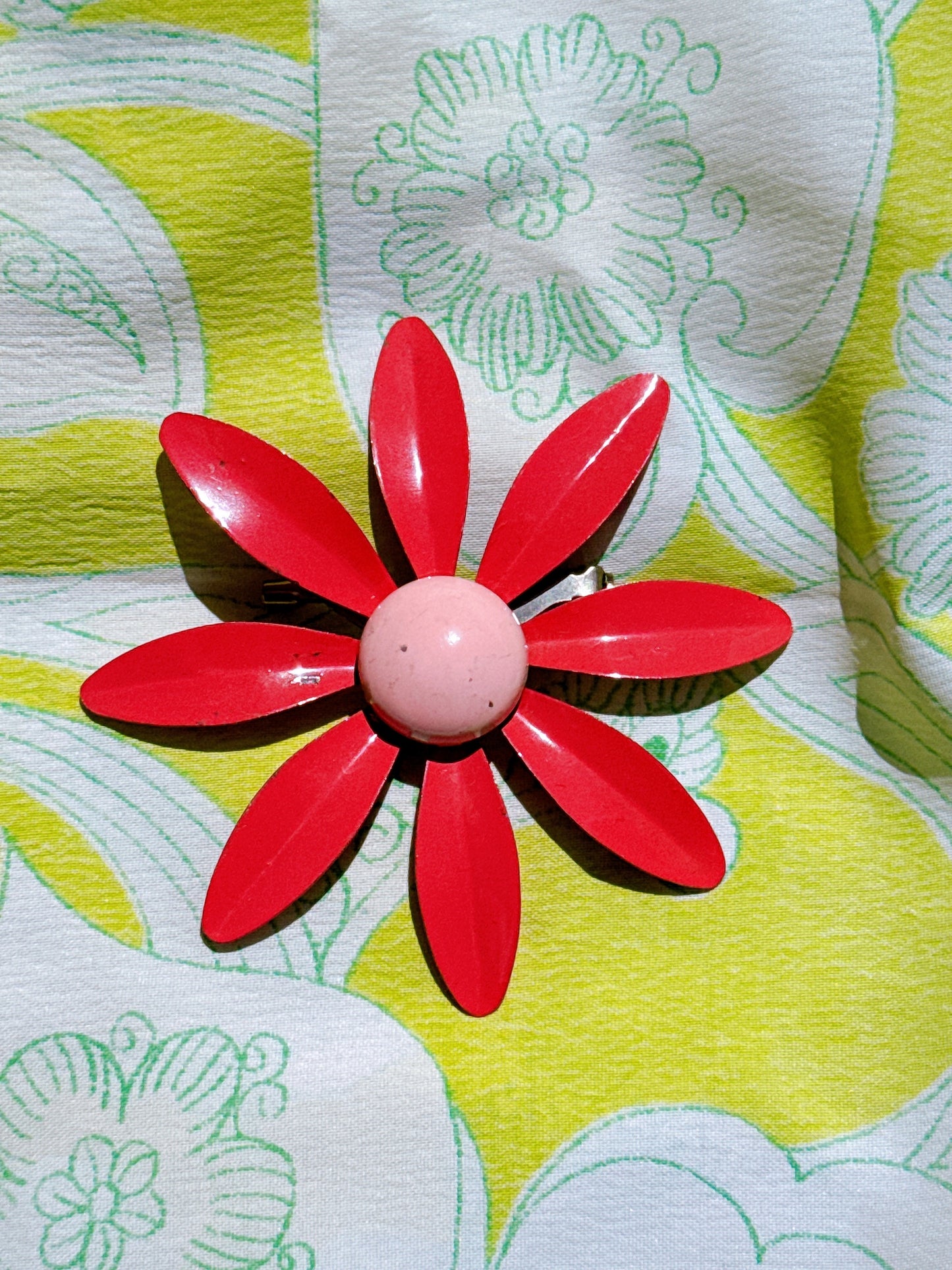 1960s Pink Flower Power Enamel Pin