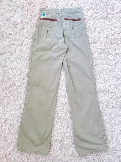 1970s Khaki Pleated Pocket Pants by Our Bottoms 26x32