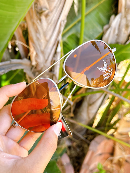 1980s Harley Davidson Aviator Amber Sunglasses