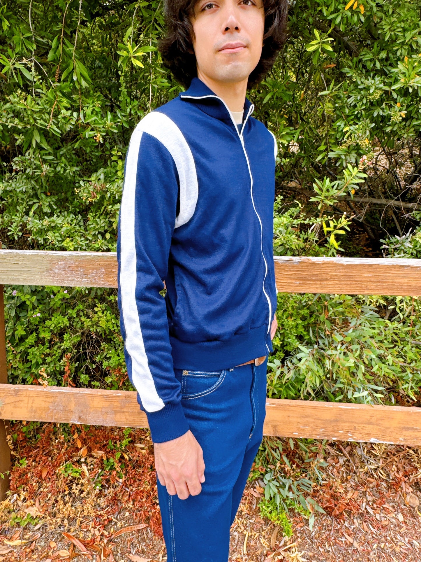 1970s Navy & White Tracksuit Zip-Up Jacket