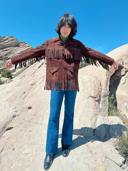 1970s Brown Fringe Suede Jacket