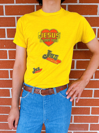 1970s Novelty “Jesus I Love You” Yellow T-Shirt