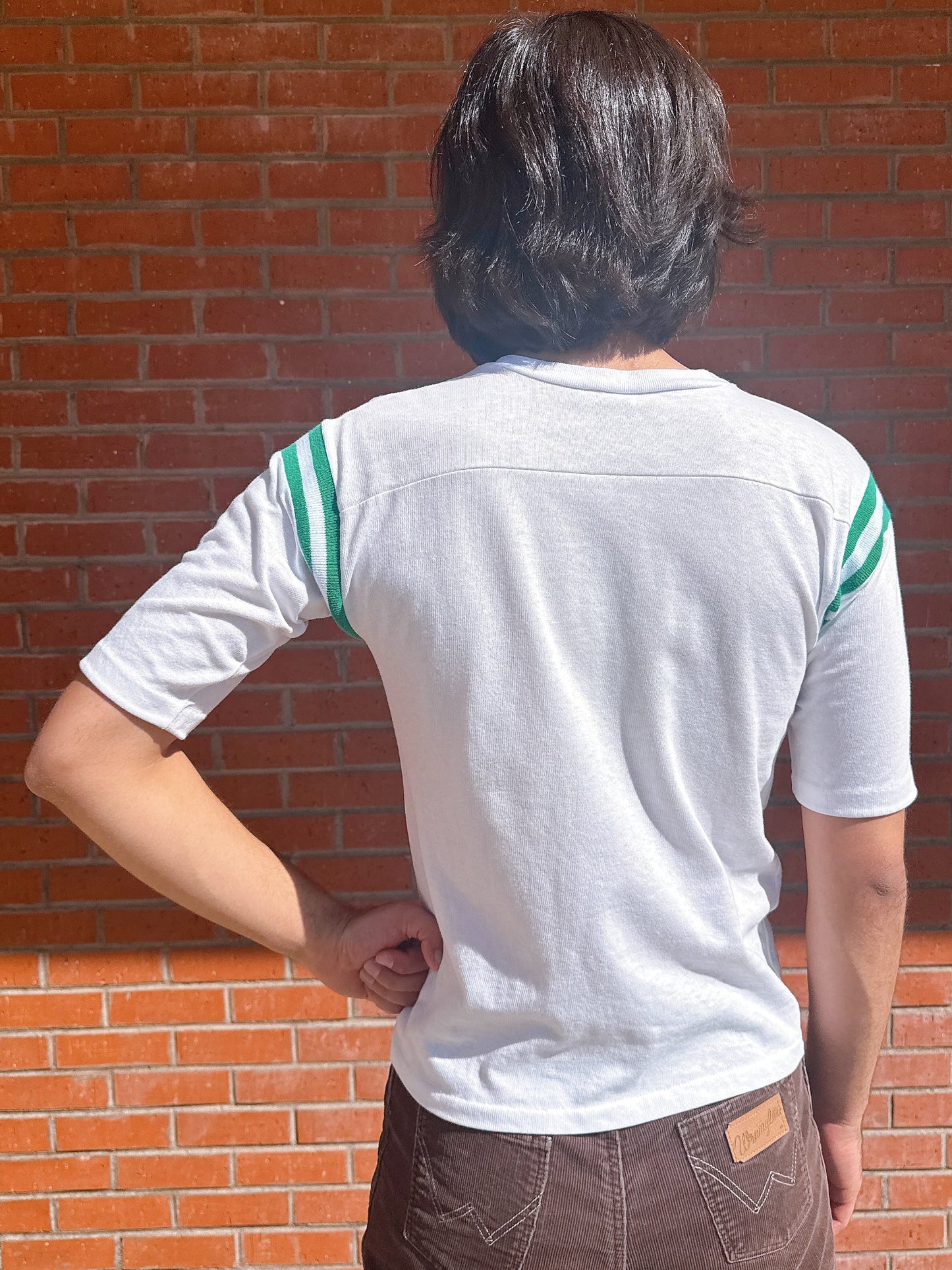 1970s “Notre Dame Fightin’ Irish” White & Green Novelty Raglan T-Shirt