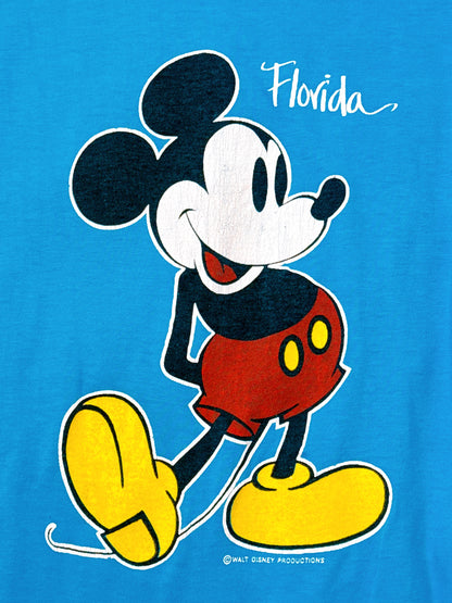 1980s Mickey Mouse Florida Novelty Blue Tank T-Shirt