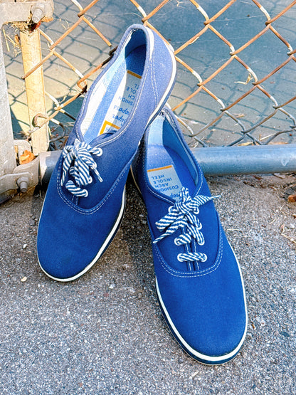 1960s Navy Canvas Super Jeepers Sneakers by Sears Size 7.5