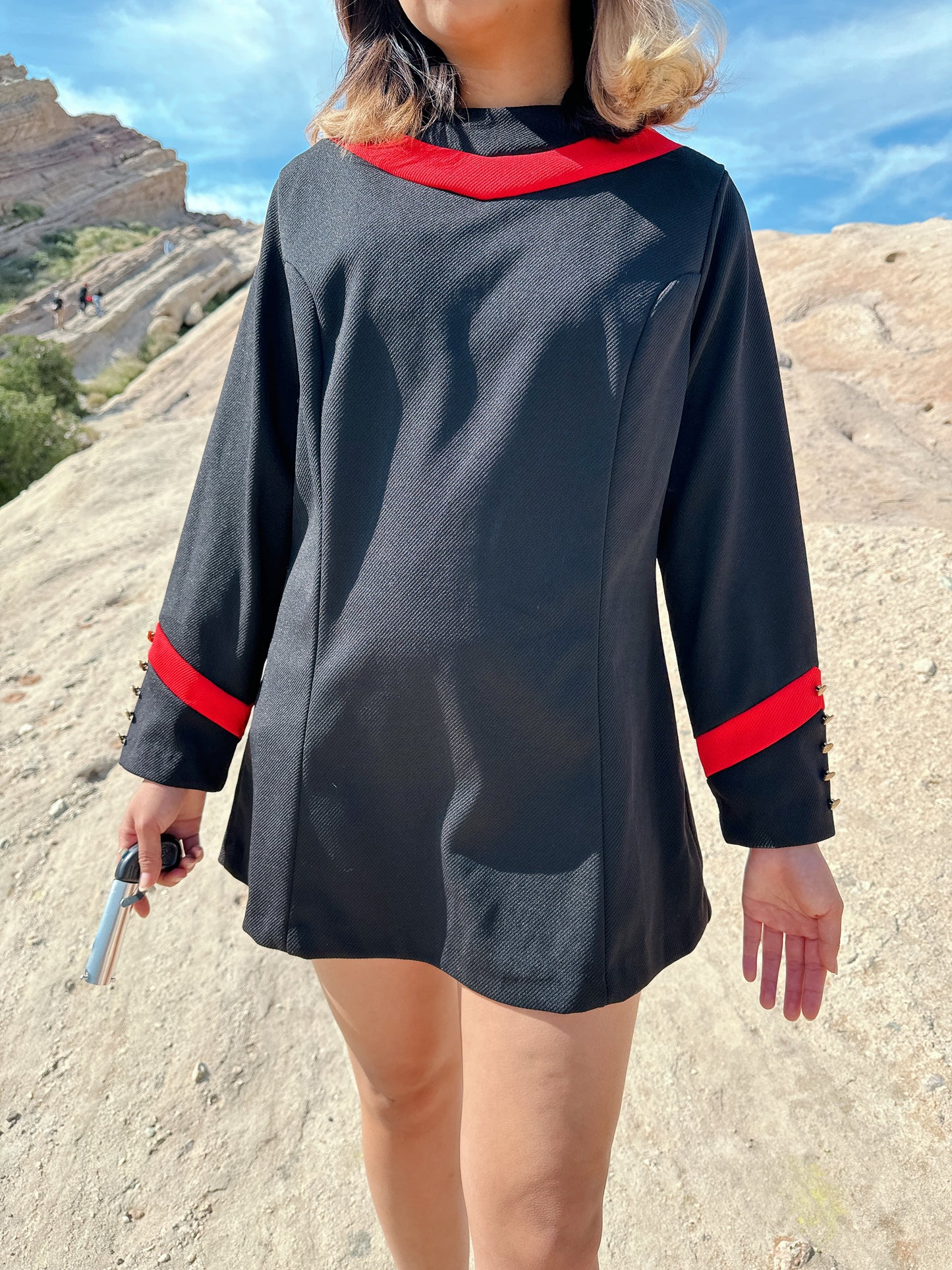 1970s Star Trek Style Black and Red Duty Dress by Sears