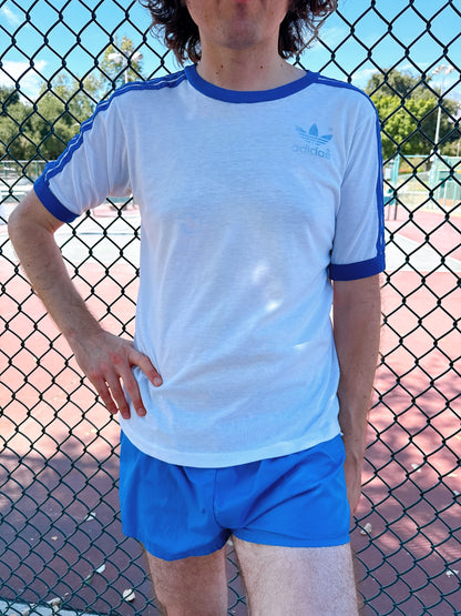 1980s Blue & White Adidas T-Shirt