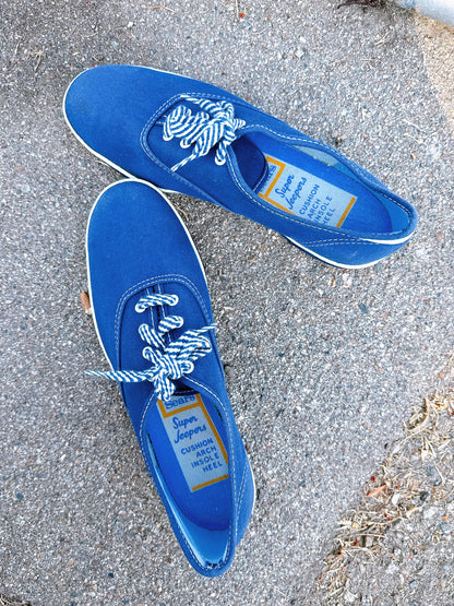 1960s Navy Canvas Super Jeepers Sneakers by Sears Size 7.5